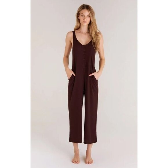 Z Supply Around Town Fig Cozy Lounge Jumpsuit - Picture 1 of 9